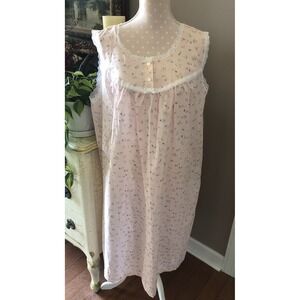 Vtg Simply Basic Sleeveless Nightgown Embroidery Lace Pink Floral Women 2X NWOT
